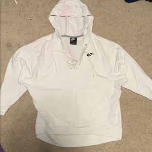 White lace up Nike sweatshirt